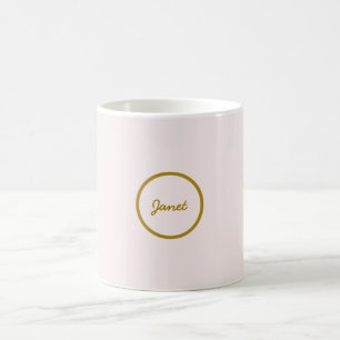 Gold & Pastel Color Calligraphy Elegant Plain Name Coffee Mug