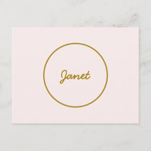 Gold & Pastel Color Calligraphy Elegant Plain Name Holiday Postcard