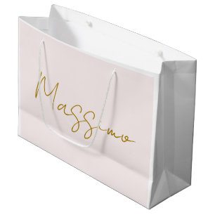 Gold & Pastel Color Calligraphy Elegant Plain Name Large Gift Bag