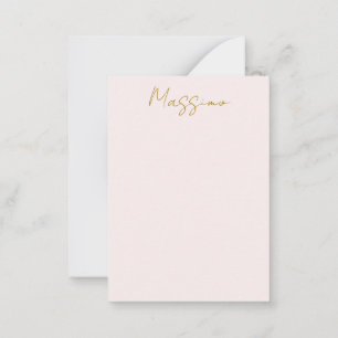 Gold & Pastel Color Calligraphy Elegant Plain Name Note Card