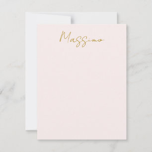 Gold & Pastel Color Calligraphy Elegant Plain Name Note Card
