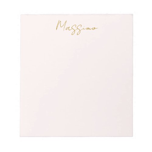 Gold & Pastel Color Calligraphy Elegant Plain Name Notepad