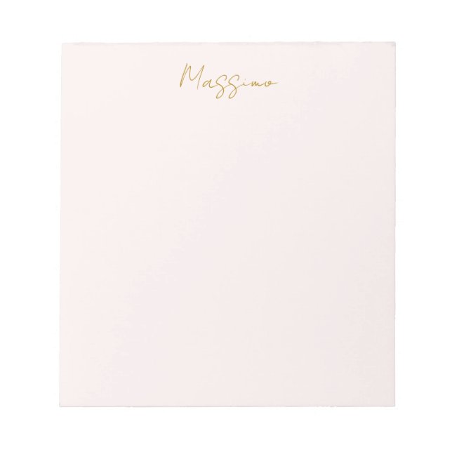 Gold & Pastel Color Calligraphy Elegant Plain Name Notepad (Front)