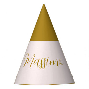 Gold & Pastel Color Calligraphy Elegant Plain Name Party Hat