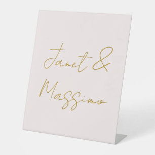 Gold & Pastel Color Calligraphy Elegant Plain Name Pedestal Sign