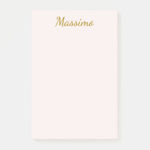 Gold & Pastel Color Calligraphy Elegant Plain Name Post-it Notes