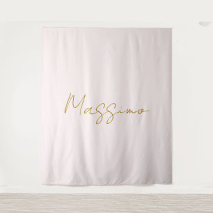 Gold & Pastel Color Calligraphy Elegant Plain Name Tapestry