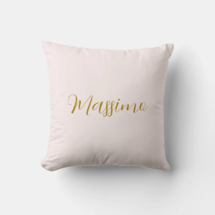 Gold & Pastel Color Calligraphy Elegant Plain Name Throw Pillow