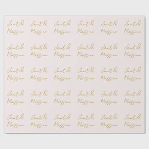Gold & Pastel Color Calligraphy Elegant Plain Name Wrapping Paper