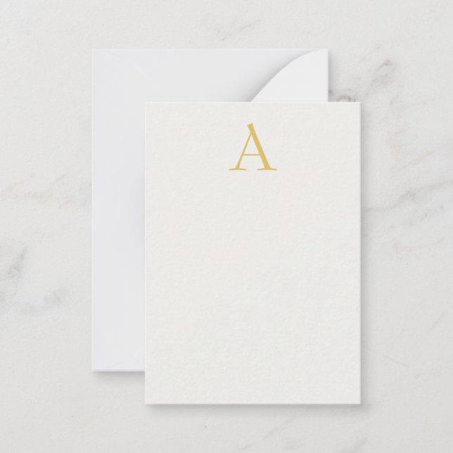 Gold & Pastel Color Monogram Professional Initial  Note Card (Front)