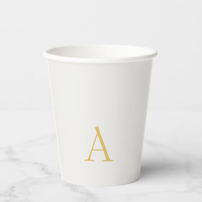 Gold & Pastel Color Monogram Professional Initial  Paper Cups (Front)