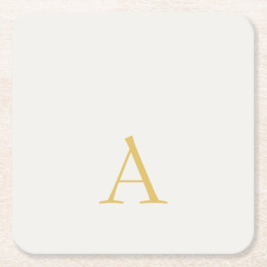 Gold & Pastel Color Monogram Professional Initial  Square Paper Coaster
