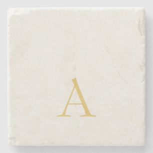 Gold & Pastel Color Monogram Professional Initial Stone Coaster
