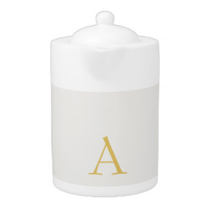 Gold & Pastel Color Monogram Professional Initial  Teapot