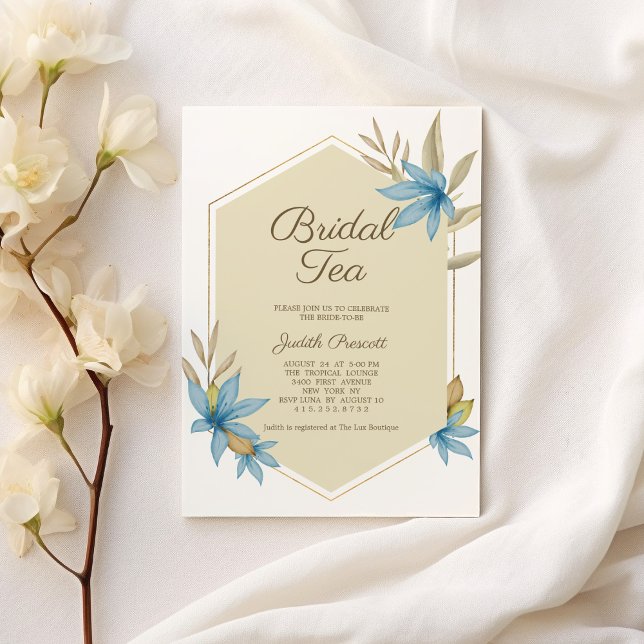 Gold pastel floral bridal tea party Bridal Shower  Invitation (Gold pastel floral bridal tea party Bridal Shower Invitation)
