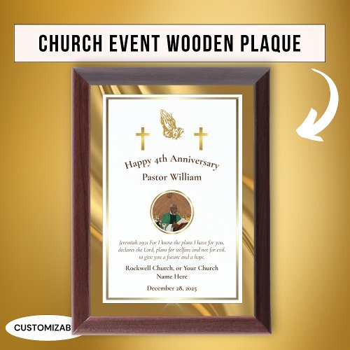 Gold Pastor Appreciation Church Anniversary Award Plaque