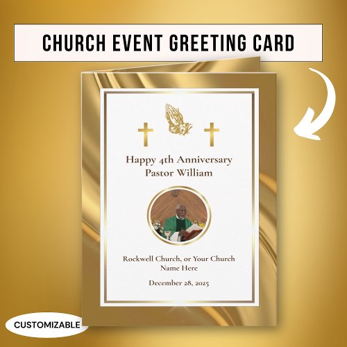 Gold Pastor Appreciation Church Anniversary Card