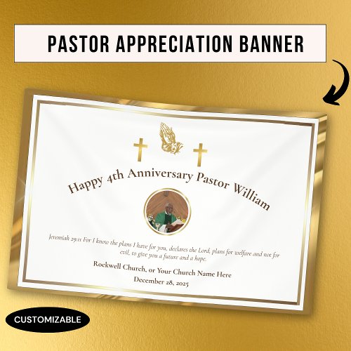 Gold Pastor Appreciation Church Anniversary Event  Banner