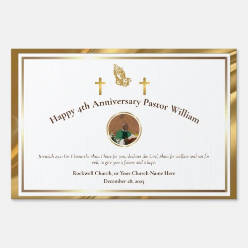 Gold Pastor Appreciation Church Anniversary Event  Sign