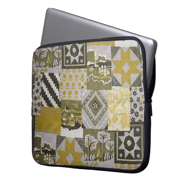 Gold Patchwork Laptop Sleeve (Front Left)