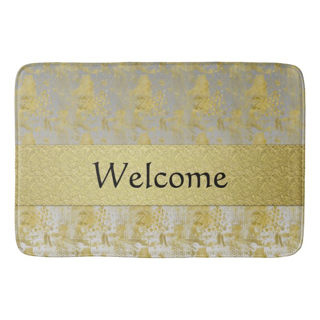 Gold Pattern Bathroom Mat (Front)