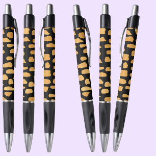 Gold Pattern Black Ink Pen
