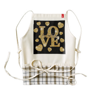 Gold,pattern,love,black,trendy,girly,chic,happy,te Zazzle HEART Apron