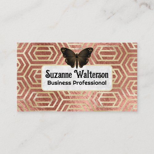 Gold Pattern  Metallic Foil Texture  Butterfly Business Card