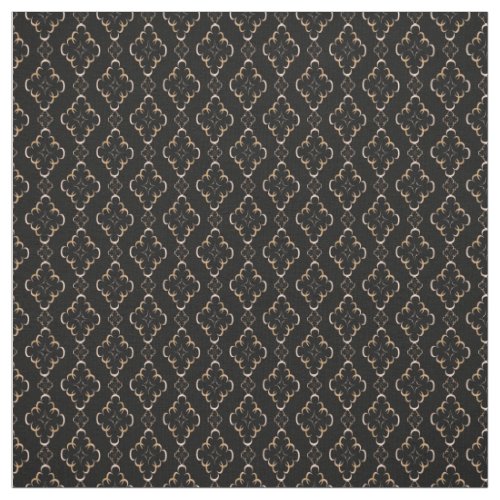 Gold pattern on black  Stylish art deco Fabric