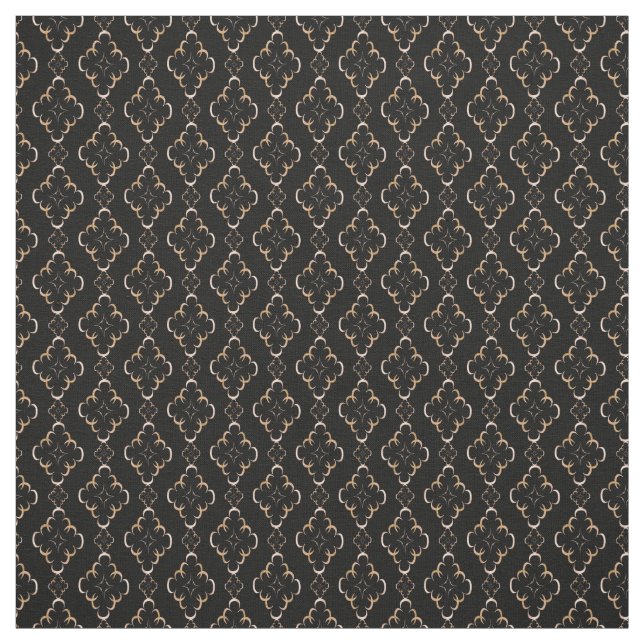 Gold pattern on black . Stylish art deco. Fabric (Swatch)