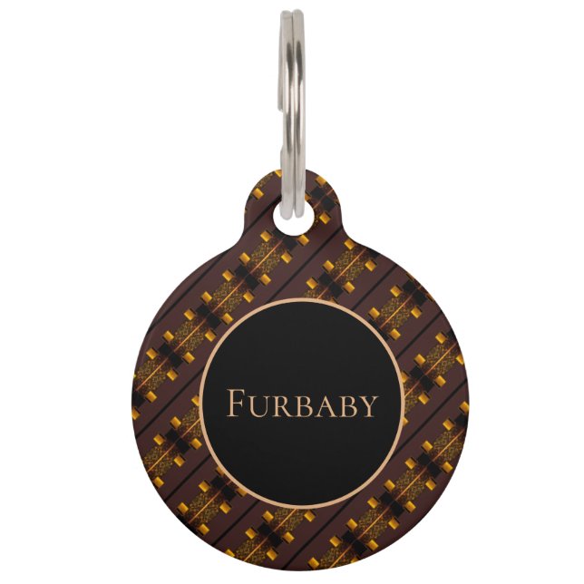 Gold Pattern Pet ID Tag (Front)