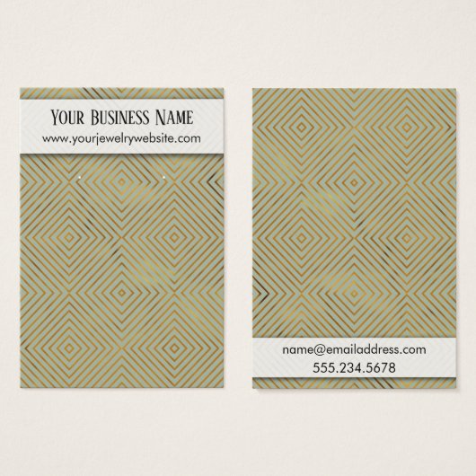 Gold Pattern Sage Green Earring Holder Display (Front & Back)