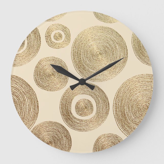 Gold pattern: shiny abstract luxury design large clock (Front)