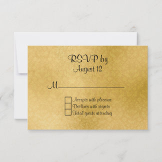 Gold Pattern Wedding RSVP Card