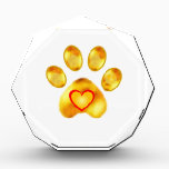Gold Paw Acrylic Award<br><div class="desc">Elegant and cute gold paw with heart. Enjoy a great year of the Dog!</div>