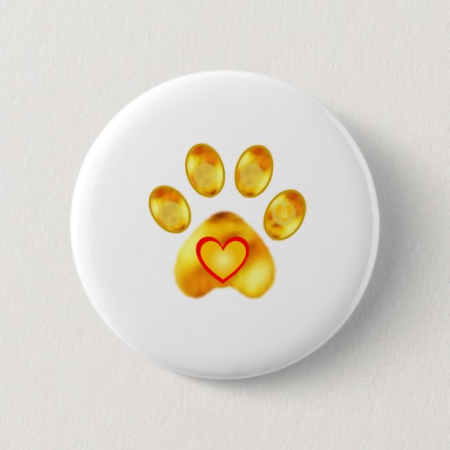 Gold Paw Pinback Button (Front)