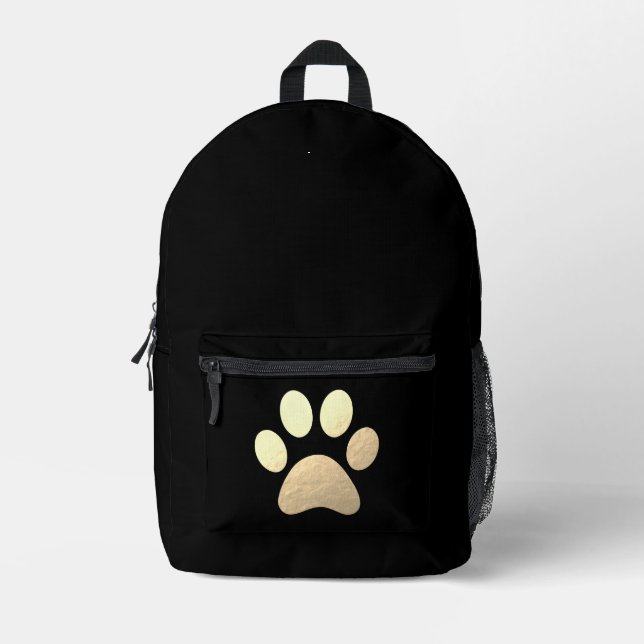 Gold Paw Print Backpack | Pet Lover Gift (Front)