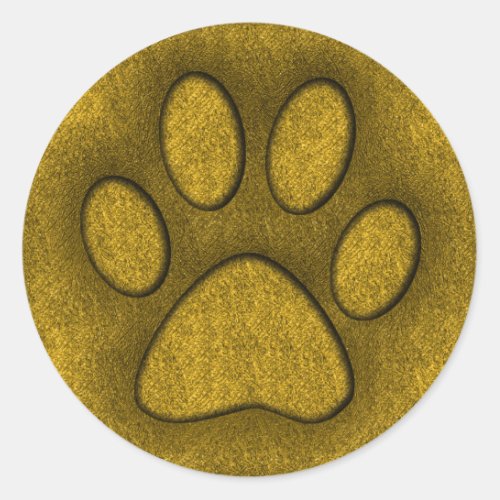 GOLD PAW PRINT CLASSIC ROUND STICKER