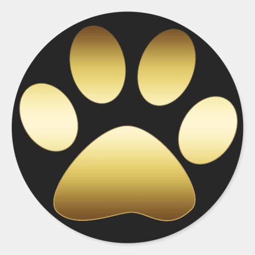 GOLD PAW PRINT CLASSIC ROUND STICKER | Zazzle