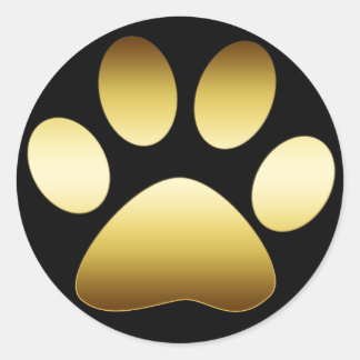 GOLD PAW PRINT CLASSIC ROUND STICKER