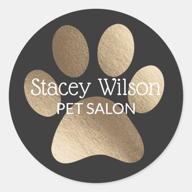 Gold Paw Print Logo On Charcoal Product Label (Front)