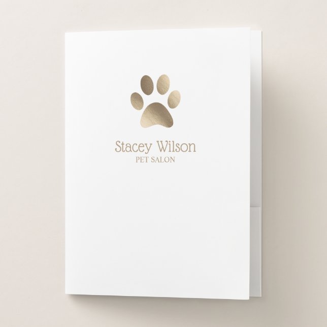 Gold Paw Print Logo On White Background Pocket Folder (Front)