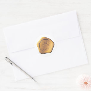 Gold paw print wax seal label
