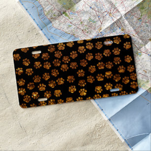 Gold Paws, Glitter Paws, Gold Glitter, Dog Paws License Plate