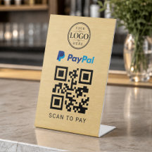 Gold Paypal Scan to Pay Tabletop Display