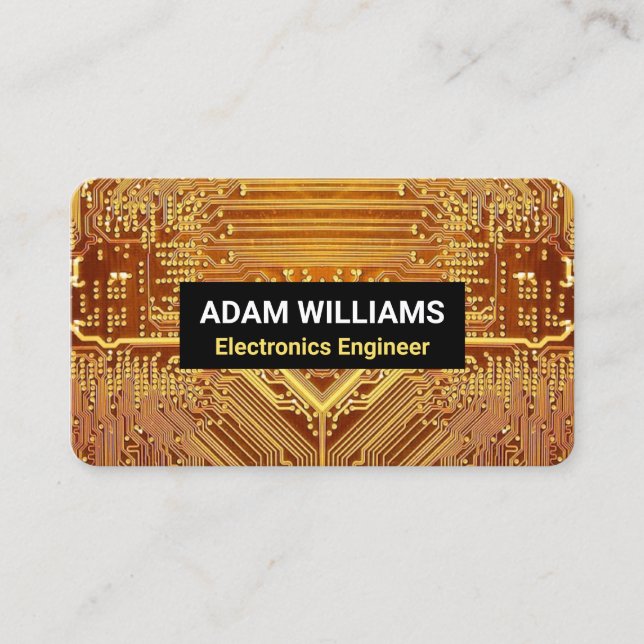 Gold  PCB Circuit Board (Electronics Engineer) Business Card (Front)