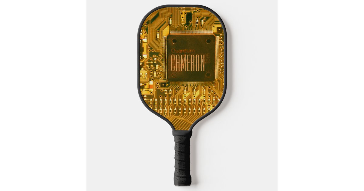Gold PCB Printed Circuit Board Microchip Custom Pickleball Paddle | Zazzle