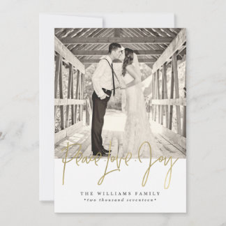 Gold Peace Love Joy Christmas Cards