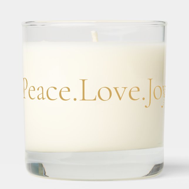 Gold Peace Love Joy Personalized Quote Scented Candle (Right)