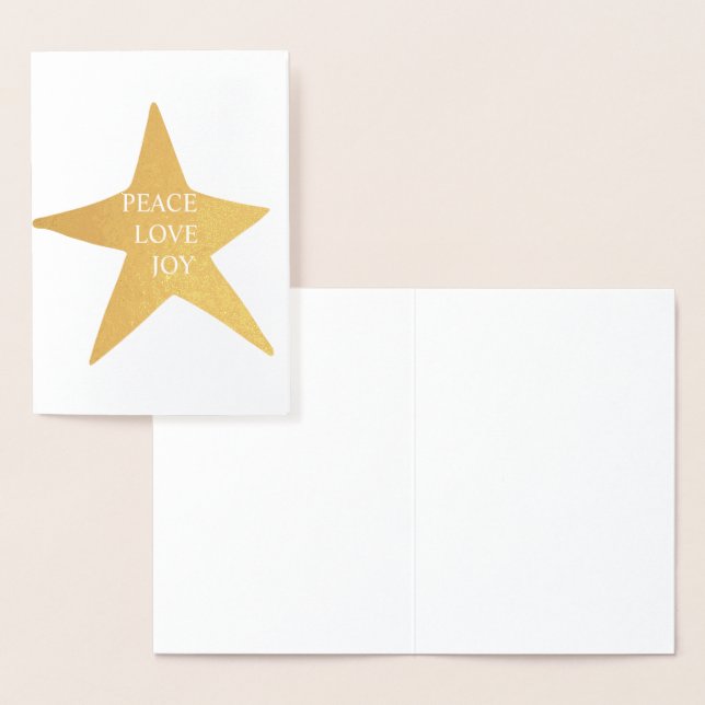 Gold Peace Love Joy Star Foil Card (Display)